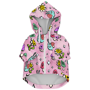Pink Trippy Garden Dog Hoodie
